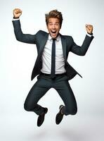 Ai Generative photo businessman excited because of achievement in business