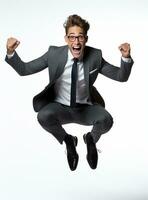 Ai Generative photo businessman excited because of achievement in business