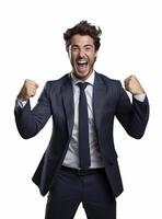 Ai Generative photo businessman excited because of achievement in business