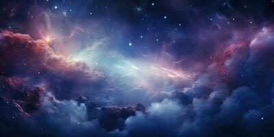 cósmico nebulosa en profundo espacio eso vitrinas el maravilloso belleza de el universo más allá tierra. el concepto de cósmico realidad por generativo ai foto