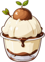 ai généré délicieux Chocolat pudding la glace crème dessin animé png