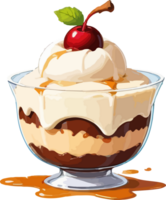 AI generated Yummy Pudding with Ice Cream Cartoon png