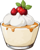 AI generated Delicious Pudding with Ice Cream Cartoon png