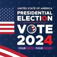 votar 2024. presidencial elección día en unido estados elección 2024 EE.UU. político elección Campaña bandera. fondo, correo, bandera, tarjeta, póster diseño con votar día noviembre 5 5 nosotros vector