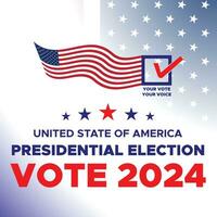 votar 2024. presidencial elección día en unido estados elección 2024 EE.UU. político elección Campaña bandera. fondo, correo, bandera, tarjeta, póster diseño con votar día noviembre 5 5 nosotros vector