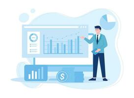 Man doing annual financial check in business concept flat illustration vector