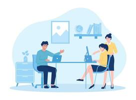 Man and woman doing business work as a team concept flat illustration vector