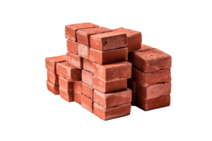 AI generated Pile of red bricks isolated on white background. Stacked red bricks for building house png