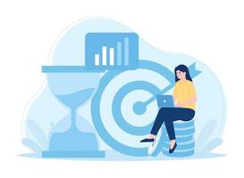 A woman does her own job analysis concept flat illustration vector