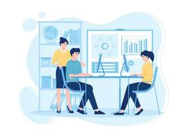Man and woman doing business work as a team concept flat illustration vector