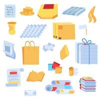 Old Unwanted Paper Objects Collection vector