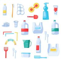 Old Unwanted Plastic Objects Collection vector