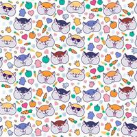 Funny Hamsters Muzzles and Food Seamless Pattern vector
