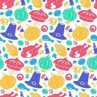 Thanksgiving Food Cartoon Seamless Pattern vector