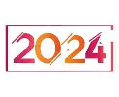 contento nuevo año 2024 fiesta resumen naranja y rosado gráfico diseño vector logo símbolo ilustración