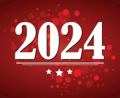 Happy New Year 2024 Holiday Abstract White Graphic Design Vector Logo Symbol Illustration With Red Background