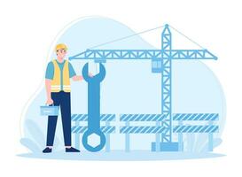 Men do the work and analyze the data themselves concept flat illustration vector