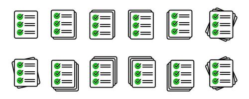 Checklist icon for web with green check boxes isolated on white background. vector