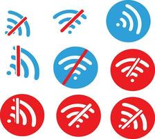 set of icon red blue Wifi with  disconnect not working Icon Vector