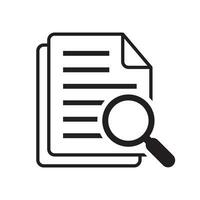 File search icon, document search, vector isolated. Document with magnifier loupe business concept.