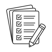 Checklist with pencil icon vector illustration. Test vector icon.