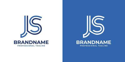 Letter JS Line Monogram Logo, suitable for business with JS or SJ initials. vector