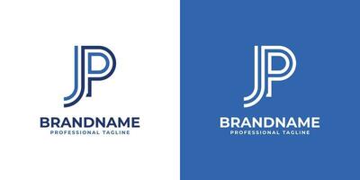 Letter JP Line Monogram Logo, suitable for business with JP or PJ initials. vector