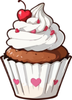 AI generated Chocolate Cup Cake with Cream Cartoon png