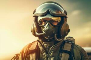 Airborne fighter jet pilot. Generate Ai photo