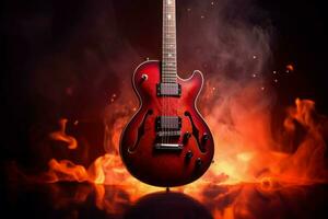 Electric guitar fire. Generate Ai photo