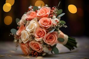AI generated Beautiful wedding bridal bouquet photo