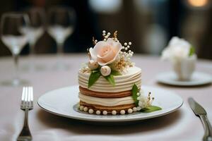 ai generado Boda dulce postre foto