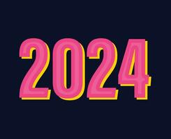 Happy New Year 2024 Holiday Abstract Pink And Yellow Graphic Design Vector Logo Symbol Illustration With Blue Background