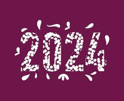contento nuevo año 2024 fiesta resumen blanco gráfico diseño vector logo símbolo ilustración con púrpura antecedentes