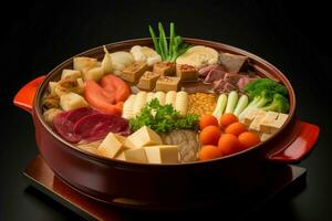 Korean colorful healthy food hot pot. Generate ai photo