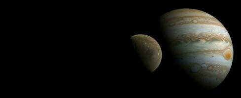 Orbiting Jupiter captured banner. Generate Ai photo