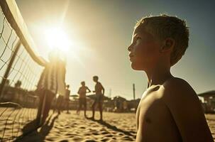Beach volleyball boy sport. Generate Ai photo