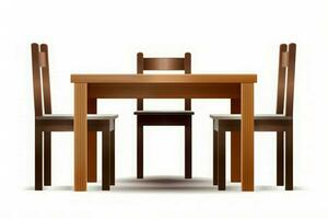 Brown wooden table and chairs. Generate Ai photo