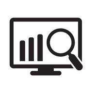 Screen with report icon, online monitoring concept, statistics icon. Online search icon. vector