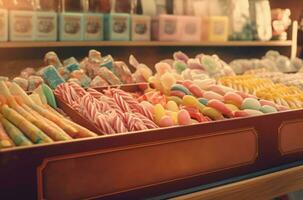 Clásico caramelo Tienda dejar de lado. generar ai foto