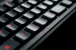 teclado botones de cerca oscuro. generar ai foto