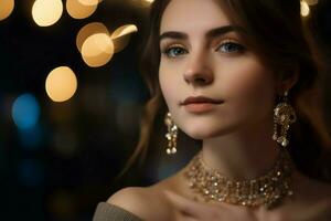 Woman elegant jewelry. Generate Ai photo