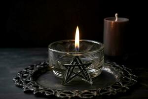 Pentagram candle holder. Generate Ai photo