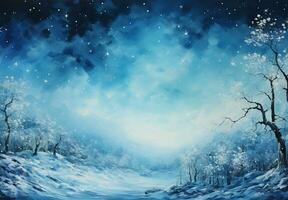 AI generated Snow background and tree winter with copy space scene background photo