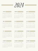 2024 calendar vector design template, simple and clean design. Calendar in German. The week starts on Monday.