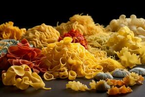 Assortment of Italian pasta food. Generate ai photo