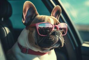 French bulldog sunglasses. Generate Ai photo