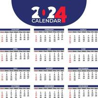 2024 Calendar Corporate Design Template in Blue Color Theme for New Year. vector