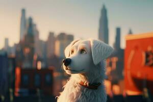 Dog animation city funny. Generate Ai photo