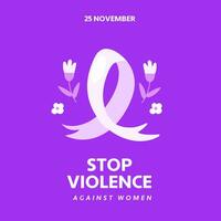 Stop violence against women banner. White ribbon vector